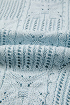 Mint Green Pointelle Knit Patterned Scalloped Trim Short Sleeve Sweater