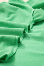 Mint Green V Neck Drop Shoulder Tee and Patchwork Drawstring Shorts Set