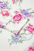 Apricot Floral Print Pullover Drawstring Lounge Pants Set