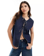Fashion Rope Sleeveless Women's Denim Vest