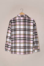 Green Geometric Plaid Print Pocketed Shacket