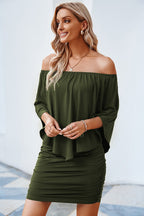 Plus size  Dressing Layered Fiery Red Mini Poncho Dress