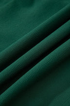 Blackish Green Solid Long Sleeve Button V Neck Tiered Maxi Dress