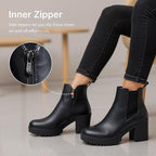 New Vepose Womens Size 8.5 Black 3" Heel Ankle Boot Round Closed Toe Shoes