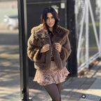 Environmental Protection Fox Fur Hooded Jacket Loose