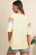 White Colorblock Short Sleeve Round Neck T-Shirt