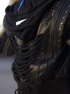 Lace Up Leather Bomber Jacket
