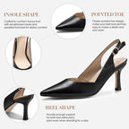 Rilista Womens Size 9.5 Black 3.5" Heel Slingback Pointed Closed Toe Pumps Shoes