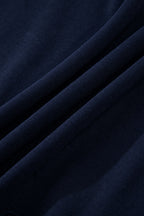 Navy Blue Tiered Ruffle Ribbed Crew Neck Pullover Plus Size Top