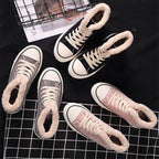 Women’s Warm Canvas Shoes | Plush Cotton Lined Flat Winter Shoes