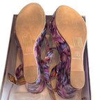 Aachcol Womens Size 9 Purple 4" Wedge Heel Open Round Toe Ankle Strap Shoes