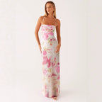 Printed Sleeveless Strap Bodycon Maxi Dress | High Waist
