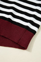 Color black Striped Panels Colorblock Sleeve Chic Sweater
