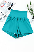 Rose Red Pocketed Wide Waistband Swim Shorts