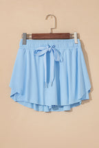 Sky Blue Drawstring High Waist Lined Tennis Skort