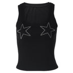 Women's Slim-fit Solid-color Rhinestone-embellished Versatile Top