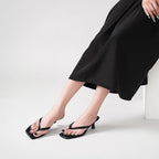 Lullasong Womens Size 6 Black 2" Kitten Heels Open Square Toe Slip On Shoes
