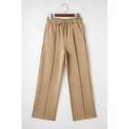 Smoke Gray Exposed Seam Drawstring High Waist Wide Leg Pants Womenswear Bottom