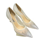 Women's high heels and single shoes for spring and summer  new mesh diamond fashion banquet pointed women's shallow mouth shoes
