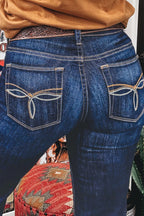 Sail Blue Stitch Patch Pocket Bootcut Jeans