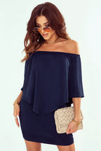 Plus size  Dressing Layered Fiery Red Mini Poncho Dress