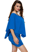 Plus size  Dressing Layered Fiery Red Mini Poncho Dress