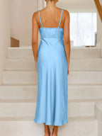 Satin Asymmetrical Midi Dress
