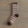 Double-Needle Dual-Channel Sweat-Absorbing Breathable Wireless Top Preppy-Style Mid-Calf Women's Socks