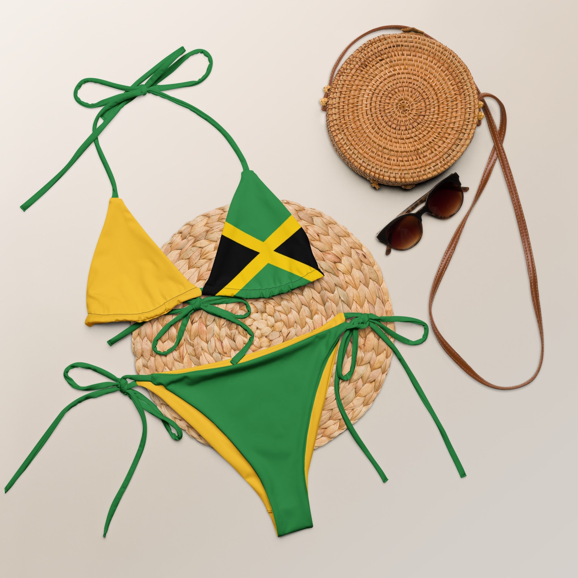Jamaica Flag All Over Print Recycled String Bikini