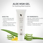MSM Gel combines pure inner-leaf aloe vera with an organic sulfur compound known as MSM the third-highest mineral in our body It's easy to apply but hard to put down once you’ve felt the soothing relief from dry skin