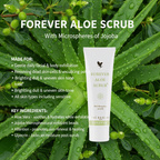 Unlike other scrubs that use sharp harsh ingredients Forever Aloe Scrub® uses microspheres of jojoba for a gentle cleansing experience As they roll these jojoba spheres pick up dead skin cells and clear the way for fresh newer skin below