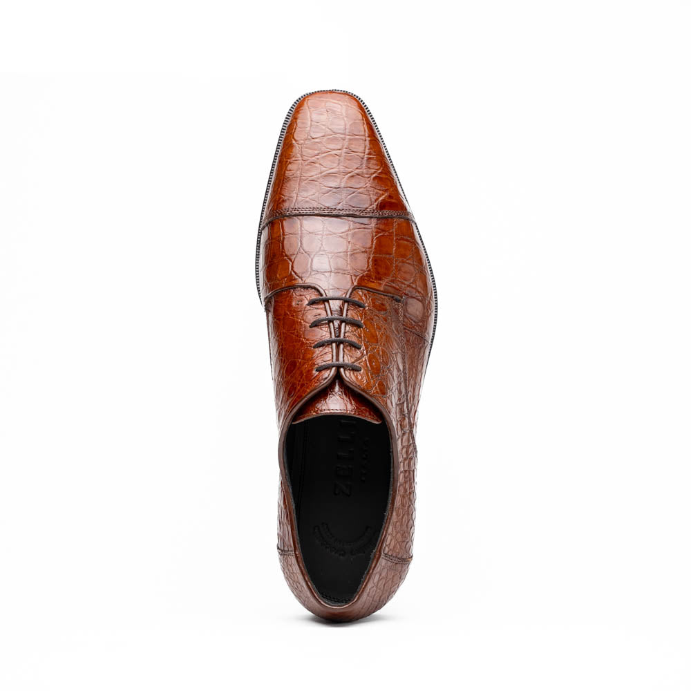 21-532-CGM ANDREA Crocodile Lace Up, Cognac