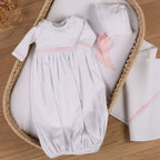 ANDREA | Girls White & Pink Quilted Cotton Gown Set (2)