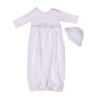 ANDREA | Boys White & Blue Quilted Cotton Gown Set (2)