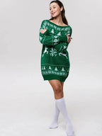 Anita Knit Dress - Christmas Knit Long Sleeve Dress for Stylish Holiday Cheer