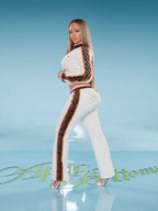 Low-Rise Velour Pants - Ivory