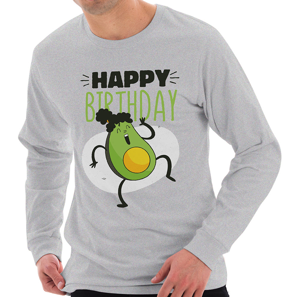 Avocado Birthday Graphic Design Unisex Ring Spun Cotton Premium Long Sleeve T-shirt