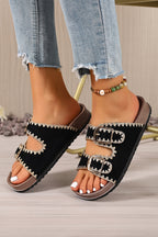 Kehlani Buckle Faux Suede Slippers