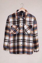 Green Geometric Plaid Print Pocketed Shacket