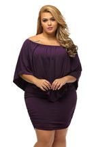 Plus size  Dressing Layered Fiery Red Mini Poncho Dress