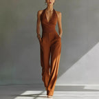 Women’s One-piece Trousers Lace Backless Deep V – High-Waisted Casual Outfit