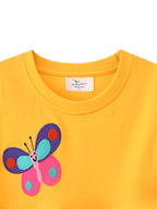 Children's Butterfly & Rainbow Round Neck Casual Dress