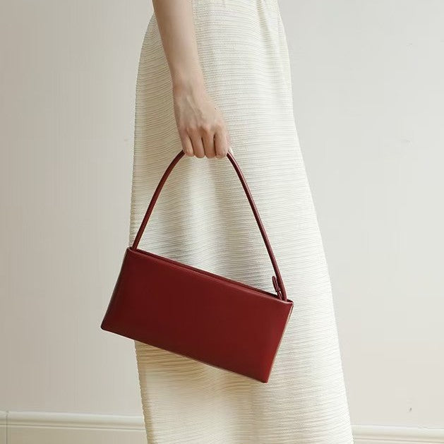 Vintage Leather Baguette Crossbody Shoulder Bag