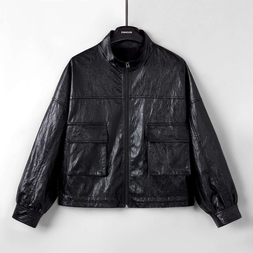 Women's Leather Top Loose All-matching European And American Style Short Coat