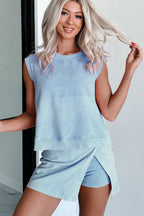 Phalaenopsis Mineral Wash Sleeveless Top and Split Skort Set