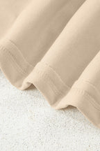 Beige Solid Color Raw Seam Patchwork Baggy Sweatshirt