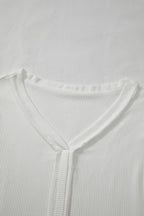 Lace Detail Drop Sleeve Ribbed Top