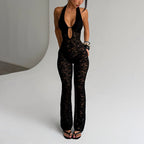 Slimming Lace Halter Jumpsuit For Women