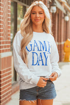 Blue Vintage Washed GAME DAY Graphic Baggy Sweatshirt