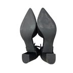 Coutgo Womens 7.5 Black 2.5" Heels Back Bow Closed Pointed Toe Ankle Strap Shoes